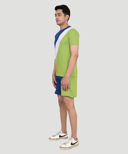 Men's Multicolor Colorblock T-shirt & Shorts Set - A Bold Expression of Style